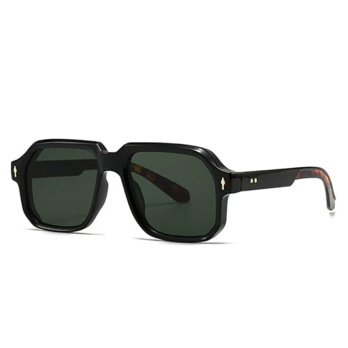 Lunettes de soleil vintage punk à rivets verres UV400 pour homme femme noir vert foncé
