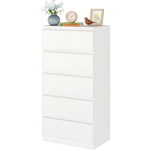 GOKHOMX Cómoda Blanca con 5 Cajones Cómoda