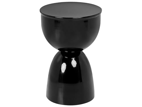 Beliani Table d'Appoint en Fer Ronde Élégante Meuble d'Intérieur Salon Chambre Noire Canyon