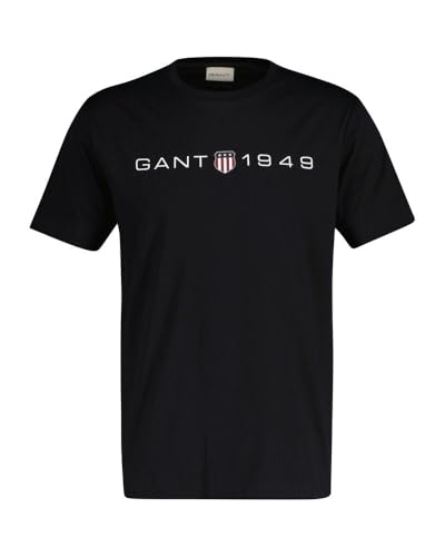 GANT Camiseta Estampada para Hombre, Negro, XL