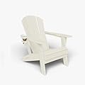 Patio Kingdom Folding Adirondack Chair with Cup Holders, HDPE Plastic Outdoor Chairs, Weather Resistant, Real Wood Look for Patio, Deck, Fire Pit, Backyard, White
