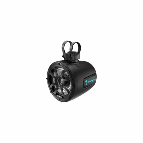 Image of Diamond Audio POD65F4B 6.5 inch 2-Way Marine /Powersports Waketower Speaker Pods, Loaded Cans with LED Lighting, 300 W Max Power, IP65 Water Resistant and UV Stable, Stainless Mesh Grilles Included (Black)
