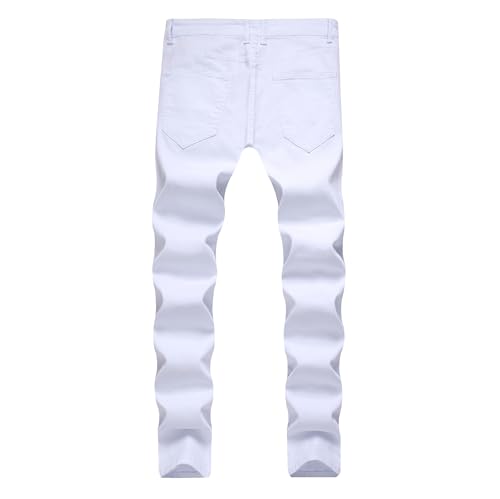 Men's Skinny Jeans Stretch Ripped Slim Fit Jeans Casual Distressed Destroyed Straight Leg Denim Pants with Holes2