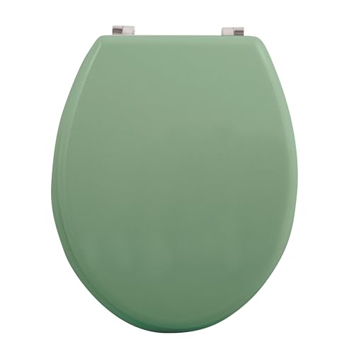 MSV - Abattant WC MDF CLÉO - Charnières en INOX - Tampons Amortisseurs - Ø 370 x 450 mm - Couleur Vert Basile Mat - Finition Élégante - Confort et...