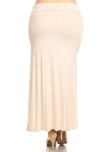 FashionJOA Elegant High-Waisted Maxi Skirt for Every Occasion Cream S3