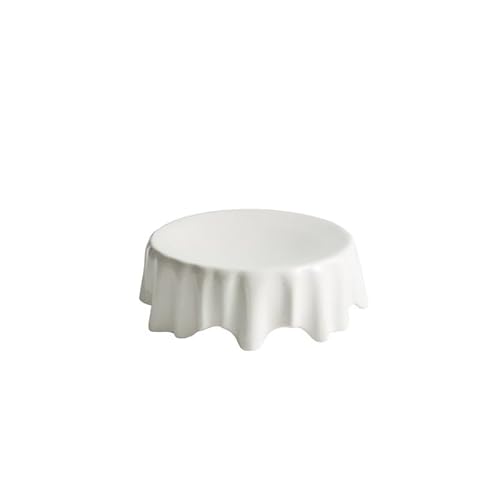 PQWADCBVGX Serving Tray Ceramic High Legged Dishes, Tableware, Hotel And Restaurant Western Dishes, White Plates, Circular Plates Food Tray(A)