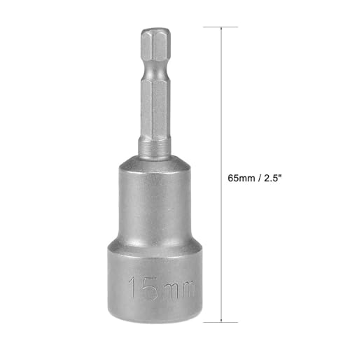 TA-VIGOR 2Pcs 15mm Magnetic Nut Setter Driver Drill Bit Set, 1/4 inch Hex Shank Quick Change - Image 2