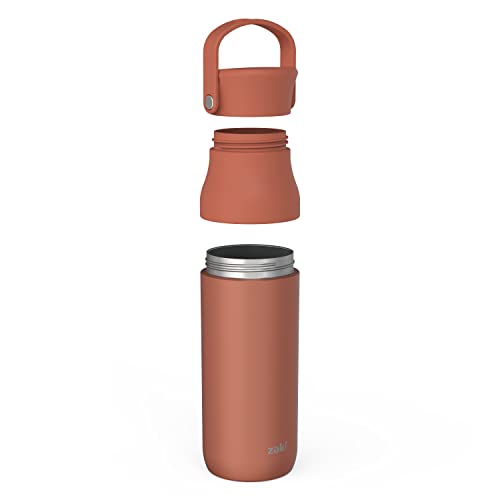 Image of Zak Designs Harmony Water Bottle for Travel or At Home, 32oz Recycled Stainless Steel is Leak-Proof and Vacuum Insulated with Chug Opening and Carry Handle (Sienna Red)