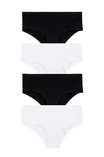 C&A Damen Hipster Unterwäsche Stretch|Baumwolle 4er Pack|Multipack weiß...