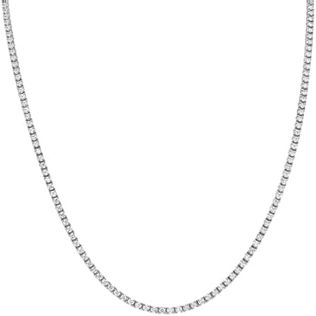 Lab Created Diamond Link Necklace, 28 Carats, Round Cut, 14K White Gold Finish, 925 Sterling Silver, 24 Inches