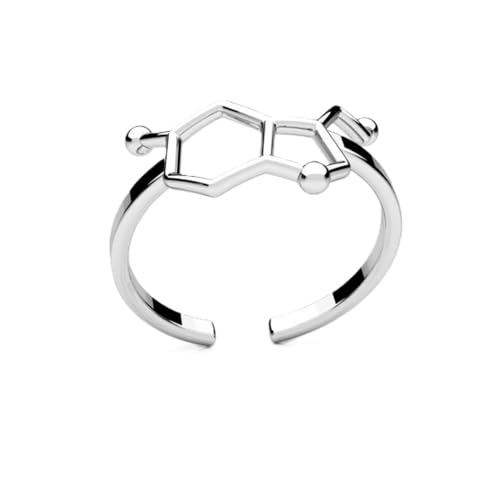 Anillo de plata de ley 925 para mujer, elegante joya para ella, ajustable, serotonina, símbolo de suerte, viene con caja de regalo, Plata, Sin piedras preciosas