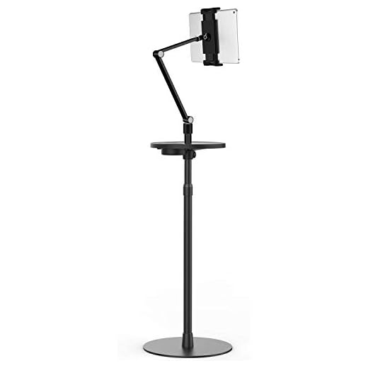 ThingyClub golvstativ för surfplatta, hållare för iPad, tillämplig för 3,5~6 tum smarttelefon och 7~10 tums surfplatta som iPad, iPhone X, iPad Pro, iPad Mini, iPad Air 1-2/iPad 2-4 (svart)