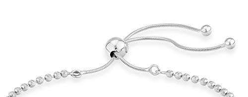 Miabella 925 Sterling Silver or 18Kt Yellow Gold Over Silver Infinity Adjustable Bolo Beaded Ball Chain Bracelet for Women, Made in Italy2