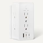 Amazon Basics Support mural Protector Power Strip avec 9-in-1 Le centre, 1080 Joules, 6 AC Des sorties, 1 USB-A et 2 USB-C (20W Chargement rapide), Blanc