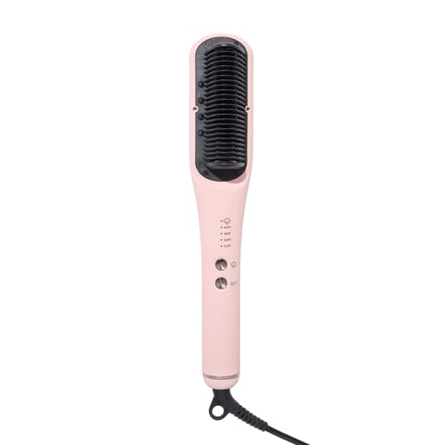 LANGE HAIR SteamSmooth Steam Smoothing Comb | Coconut OilInfused Steam Brush for Sleek Shiny Results | Negative Ion Frizz Control | Hydrates & Straightens Hair | (Blush)