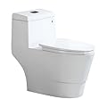 WOODBRIDGEE One Piece Toilet with Soft Closing Seat, Chair Height, 1.28 GPF Dual, Water Sensed, 1000 Gram MaP Flushing Score Toilet with Mattle Black, White,B0940-F-MB