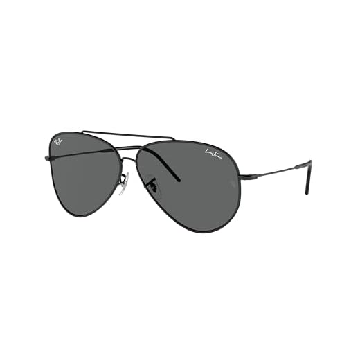 Óculos de Sol Ray-Ban Aviator Reverse 0RBR0101S 002/GR Tam 59 / Preto - Lentes Cinza Escuro