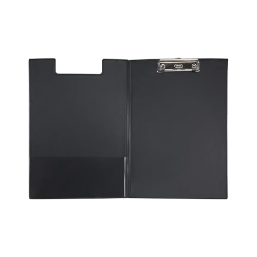 Idena 11375 - Carpeta portapapeles para DIN A4, formato vertical, portapapeles revestido de PVC en negro, con tapa