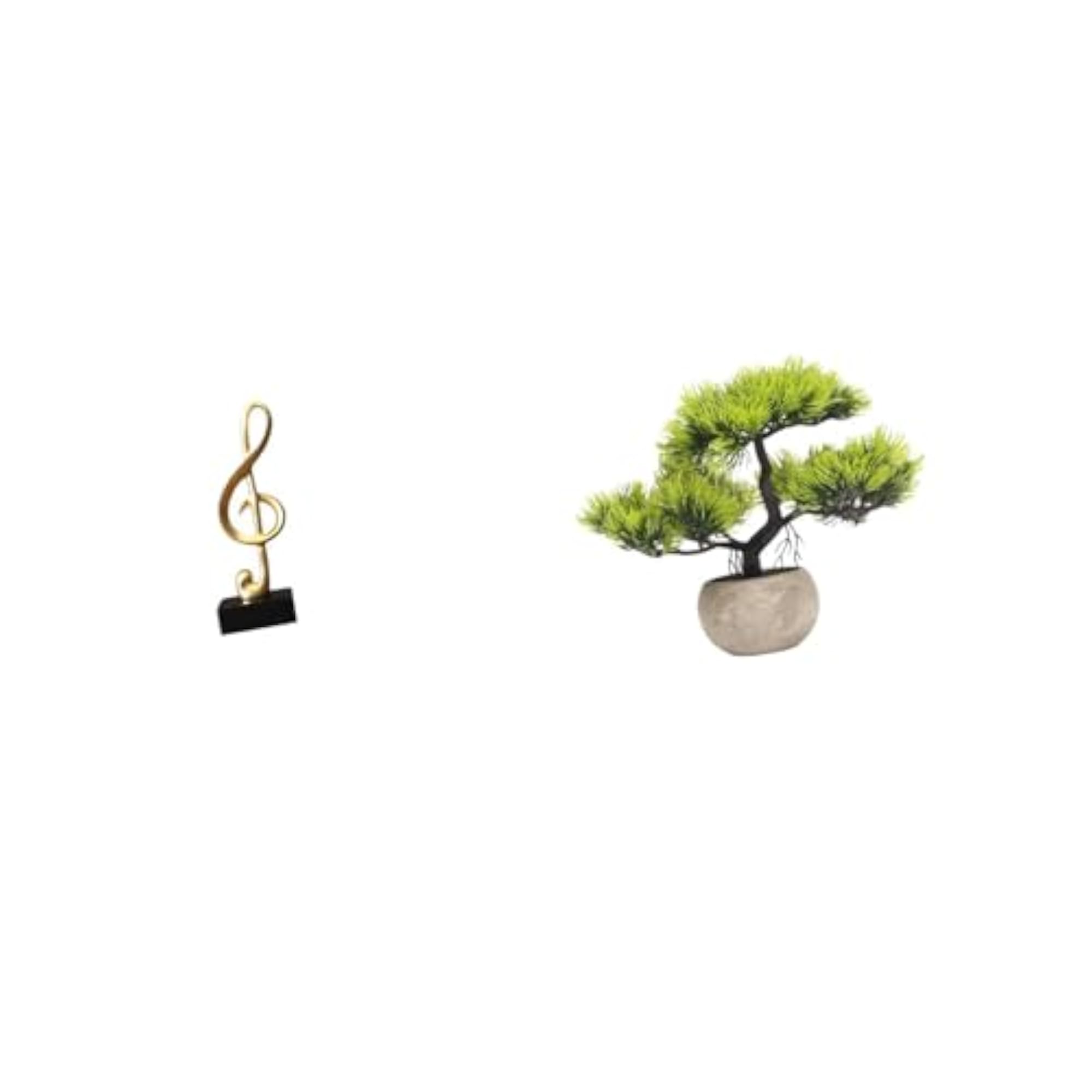 Resin Music Note Sculpture & Artificial Bonsai Tree Centerpiece