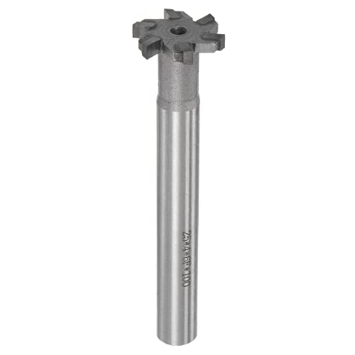 Image of uxcell T-Slot Milling Cutters, 4mm Depth 25mm Cutting Dia 12mm Shank Tungsten Carbide Tip 6 Flutes T Slot End Mill for Stainless Steel Copper Aluminum