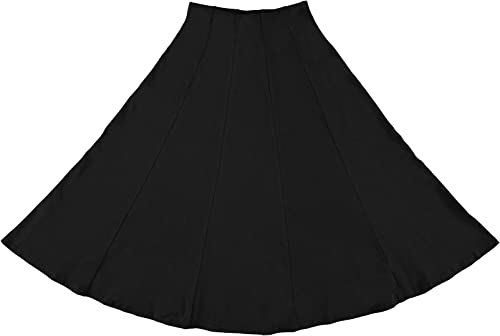 BGDK Damen Baumwolle Midi 84 cm Länge Panel Rock - Elastische Taille Office Plissee Rock, schwarz, X-Klein Cover