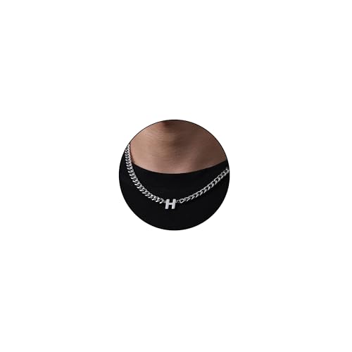 Collier cubain argent homme anti-noircissement avec lettre initiale