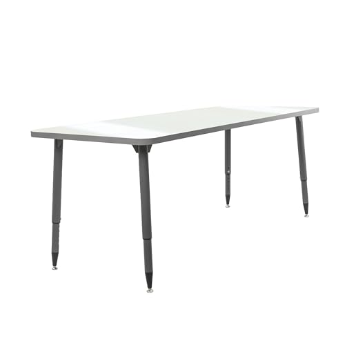 Image of Adapte Commercial Dry-Erase Classroom Activity Table - 30 inch x 72 inch Rectangle Whiteboard, ADA Compliant Tapered Legs, Glides & Casters Adjustable Height 22-34 inch Wheelchair Accessible, School Furniture