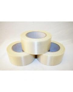 RFE Packing Strong Crossweave Reinforced Tape,6 Rolls of 50mm x 50m,Transparent Bi-Directional Filament Strapping Tape, Fiberglass Reinforced Tape,Heavy Duty Tape for Moving Bundling Sealing (6)