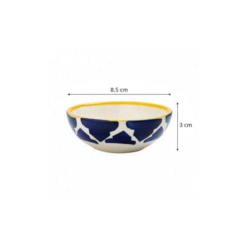 Image of A Practical Choice for Household Dining, Cafe Use and Table Presentation Ceramic Bowls for Dessert, Ice Cream, Rice, Soup, Snack, Dipping - Microwave Oven Dishwasher Safe (Blue, Set of 2)