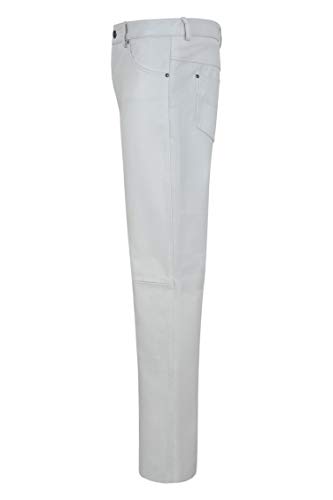 Mens Leather Pants Biker Trouser White Jeans Style Soft Nappa Leather Bottom 5013
