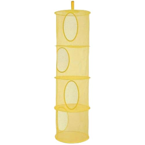 Serenophile Bolsa de almacenamiento de malla colgante, cuatro capas de compartimentos, cesta de almacenamiento colgante plegable, utilizada para almacenar juguetes y ropa, beige, Blue (four layers)