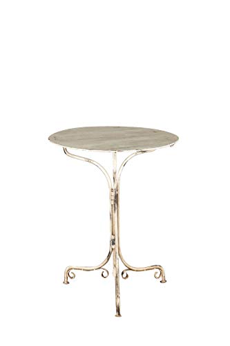 Biscottini Mesa de hierro forjado de exterior 60x77x60 cm | Mesa de hierro forjado jardín antiguo | Muebles de jardín de hierro | Mesa de exterior