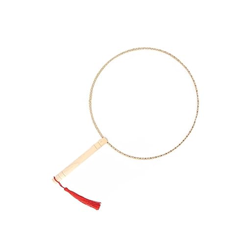 GOOHOCHY 空デザイン絹製団扇 木製ハンドル付き アートペインティングファン 子供の創作向け 刺繍や描画対応 手作り工芸用