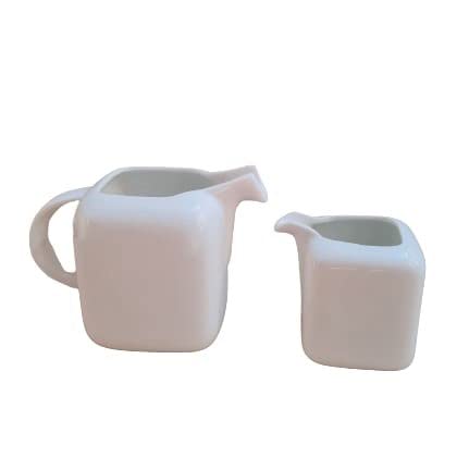 Image of White Porcelain 200 ml Gravy Pot Gravy Boat Milk Pot | Microwave and Dishwasher Safe | for Serving Tea, Milk, Green Tea, Gravy (Mirakii 243)