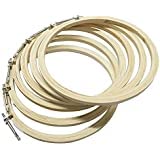 6 Piece 3 Inch Wooden Embroidery Hoops Adjustable Bamboo Circle Cross Stitch Hoop Ring Bulk Wooden Round Embroidery Hoop for Art Craft Handy Sewing and Christmas Decoration