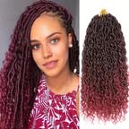 Aipin Goddess Locs Crochet Hair 18 Inch 8 Packs Boho River Locs Hippie Locs Wavy Crochet With Curly Hair In Middle And Ends Braids Hair Extensions(18 inch, T530)
