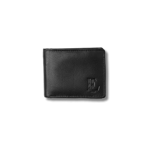 Image of Black Genuine Leather Wallet for Men with RFID Blocking | 6 Card Slots, Coin Pocket | Bi-Fold Design