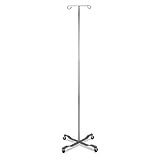American Hospital Supply Portable IV Pole [Pack of 1] - Height Adjustable I.V. Pole-1 with 2 Secure Hooks, Sturdy Base, Easy Maneuverability for Clinics, Home Use | Healthcare Supplies