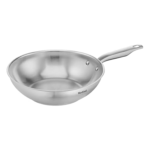 Tefal E49219 Virtuoso Wokpan, 28 cm, hoogwaardig premium roestvrij staal, ongeseald, geborstelde afwerking, geschikt voor inductie, ovenbestendig tot 250 °C, roestvrij staal