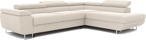 IDOHOME Ecksofa mit Schlaffunktion und Bettkasten 274x203 - Stoff Monolith - Verstellbare Kopfstützen - Couch mit Schlaffunktion - Schlafsofa mit Bettkasten - Couch - Rechts
