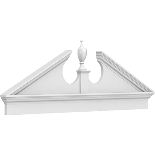 66" Bottom Width x 23 3/8"H x 2 3/4"P (Pitch 6/12 Acorn Architectural Grade PVC Combination Pediment (Acorn Ships Unattached in Box, Overall Width 69.5 inches)