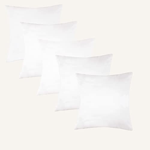 Image of Amazon Brand - Umi Velvet Decorative Cushion Cover 16x16 Inch - Set of 5, Soft Solid Square Throw Pillow Covers for Sofa, Living Room or Home Decor - 40x40 cm in White Color