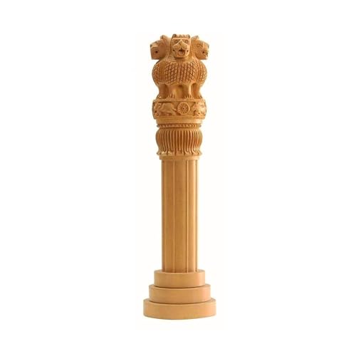 Image of Ashok Stambh Hand-Carved Wooden Sculpture - 8 Inches | Wooden Ashoka Stambh Desk Ashoka Pillar Ideal for Table Office & Home Decor Showpiece Best for Gifting Purpose - 8 Inches