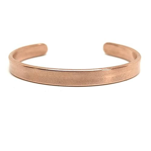 Genérico Pulsera de Cobre Hecha a Mano, 100% Cobre Puro, Joyería para Hombre, Brazalete de 8 mm, Regalo de Septimo Aniversario (18cm - M)