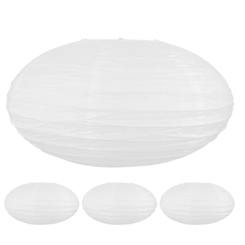 HOMSFOU Linterna De Papel Ovalada Blanca 4 Piezas De Pantalla De Lámpara De Papel Oblato Decorativo Chino Japonés Papeles Colgantes Linterna Colgante Pantalla Para Cumpleaños Boda