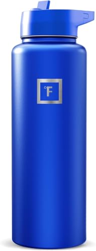 Image of IRON FLASK 40 oz Wide Mouth Water Bottle with Straw | Insulated Stainless Steel Sports Water Bottle with Leakproof Straw Lid - BPA Free, Cold 24 Hrs, Sweat Free (Cobalt)