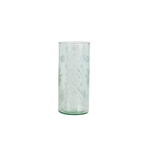 Creative Co-Op Recycled Etched Glass Hurricane, Clear