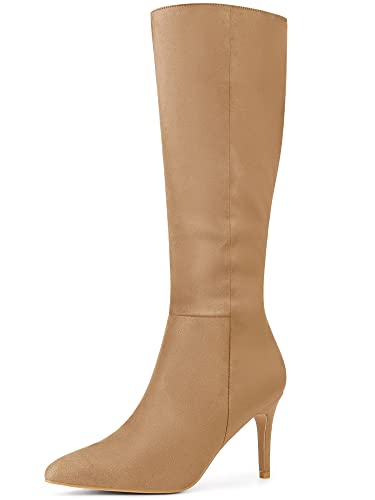 Allegra K Women's Pointed Toe Stiletto Heels Knee High Boot