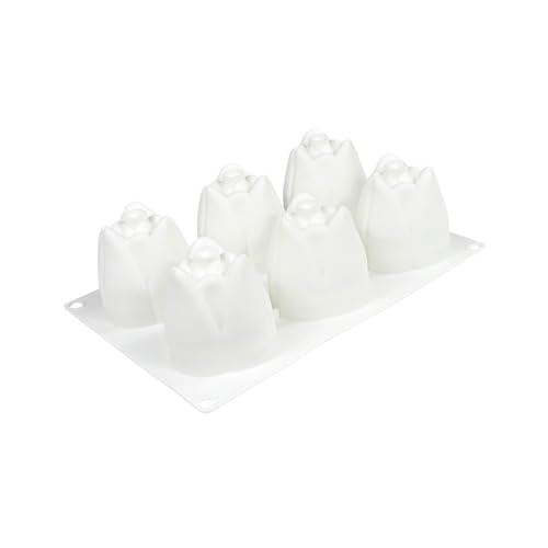 Molde flexible para hornear con 6 diseños de tulipanes
