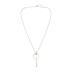 Men’s Silver-Tone Pendant Necklace – Minimalist Geometric Bar and Ring Lariat Style on a Durable Box Chain – Modern Streetwear Jewelry for Men